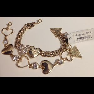 New Guess Gold Rhinestones 2 piece bracelet set